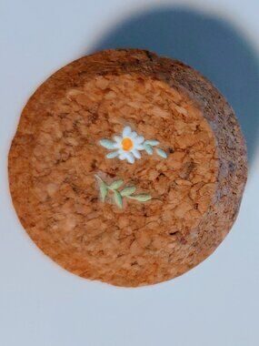 Brand New Hand Crafted Magnet Created from Champagne Cork Featuring Flowers